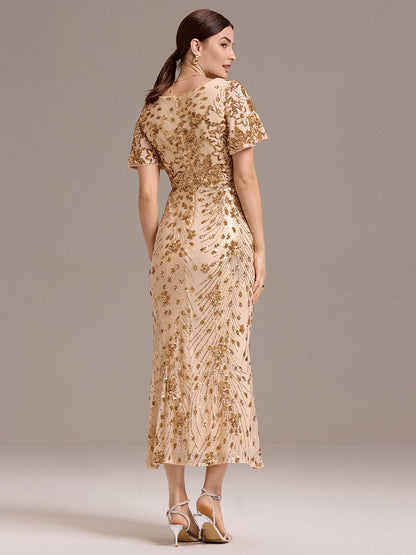 ever PALMER|Embroidery Sequin Mother of the Bride Dress