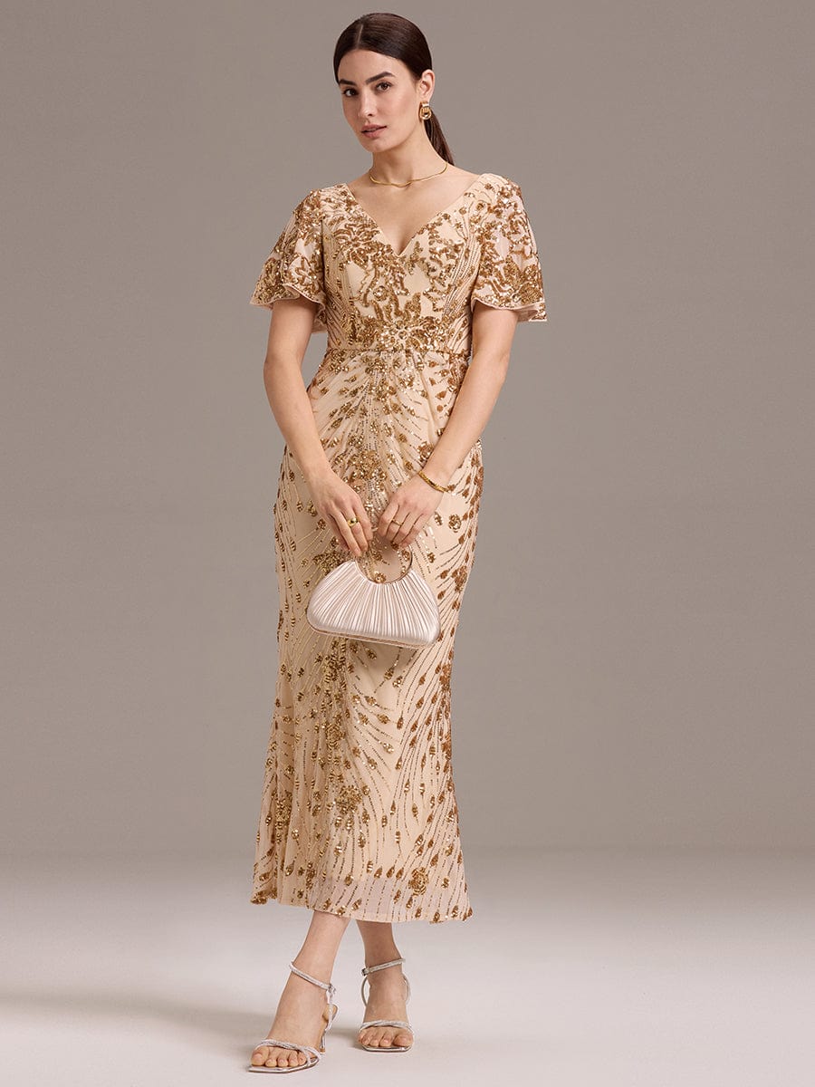 ever PALMER|Embroidery Sequin Mother of the Bride Dress