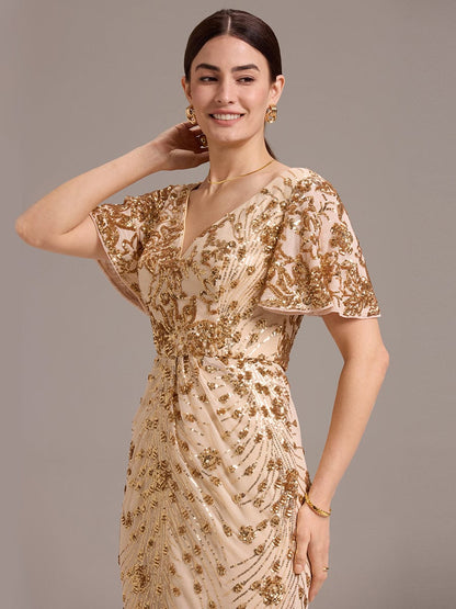 ever PALMER|Embroidery Sequin Mother of the Bride Dress