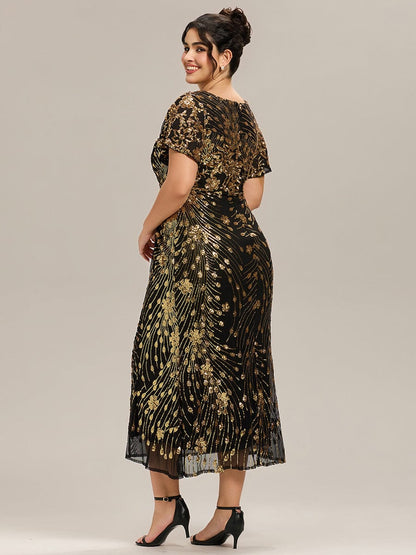 ever PALMER|Embroidery Sequin Mother of the Bride Dress