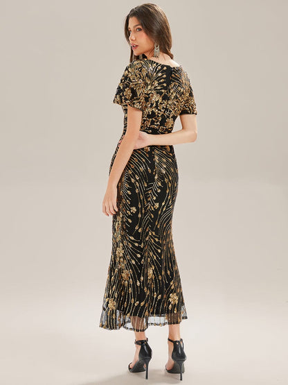 ever PALMER|Embroidery Sequin Mother of the Bride Dress