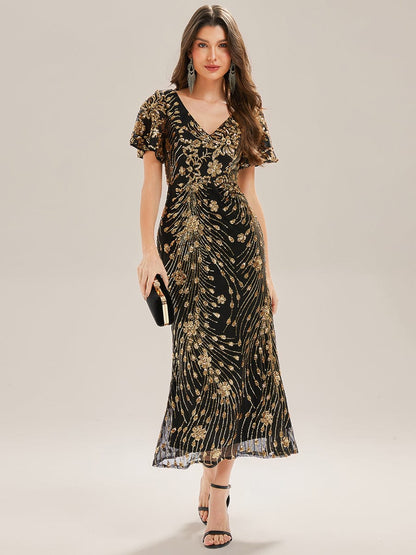 ever PALMER|Sequin Embroidery Mermaid Formal Dress