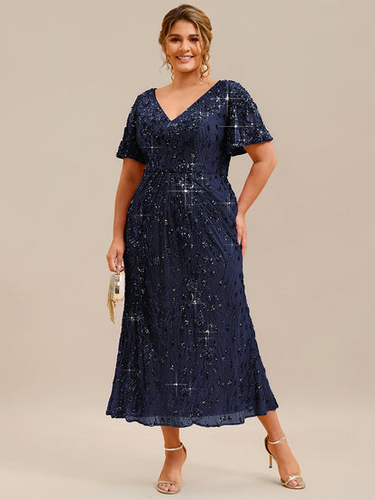 ever PALMER|Embroidery Sequin Mother of the Bride Dress