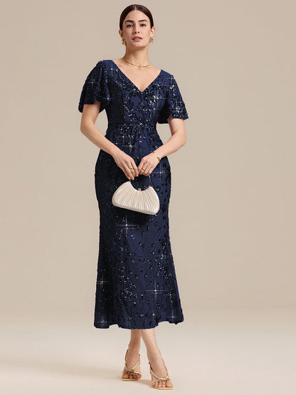ever PALMER|Sequin Embroidery Mermaid Formal Dress