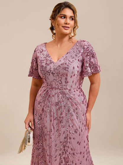 ever PALMER|Embroidery Sequin Mother of the Bride Dress