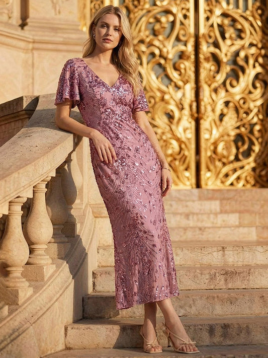 ever PALMER|Sequin Embroidery Mermaid Formal Dress