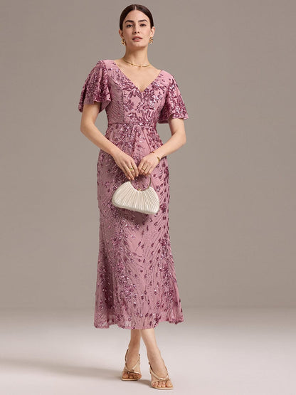 ever PALMER|Embroidery Sequin Mother of the Bride Dress