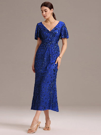ever PALMER|Sequin Embroidery Mermaid Formal Dress