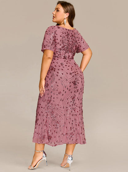 ever HAYLEN|Plus Size Sequin Mermaid Mother of the Bride Dress