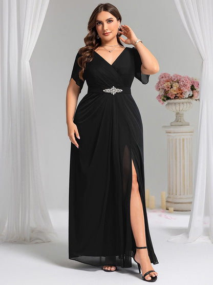 ever NOAH|Chiffon A-Line Ruffle Sleeve Evening Dress