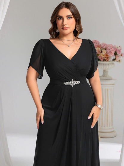 pretty NOAH|Plus Size Waist Decoration Chiffon A-Line Formal Dress