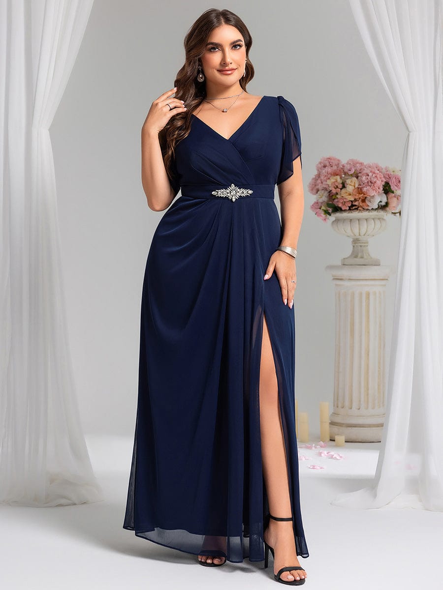 pretty NOAH|Plus Size Waist Decoration Chiffon A-Line Formal Dress