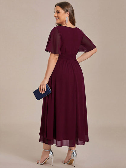 ever LILOU|Ruffle Sleeve Chiffon Midi Mother of the Bride Dress