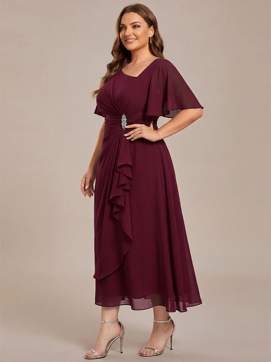 pretty LILOU| Plus Size Chiffon Ruffle Sleeve Formal Dress