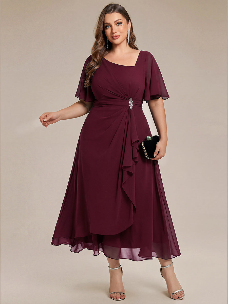 ever LILOU|Ruffle Sleeve Chiffon Midi Mother of the Bride Dress