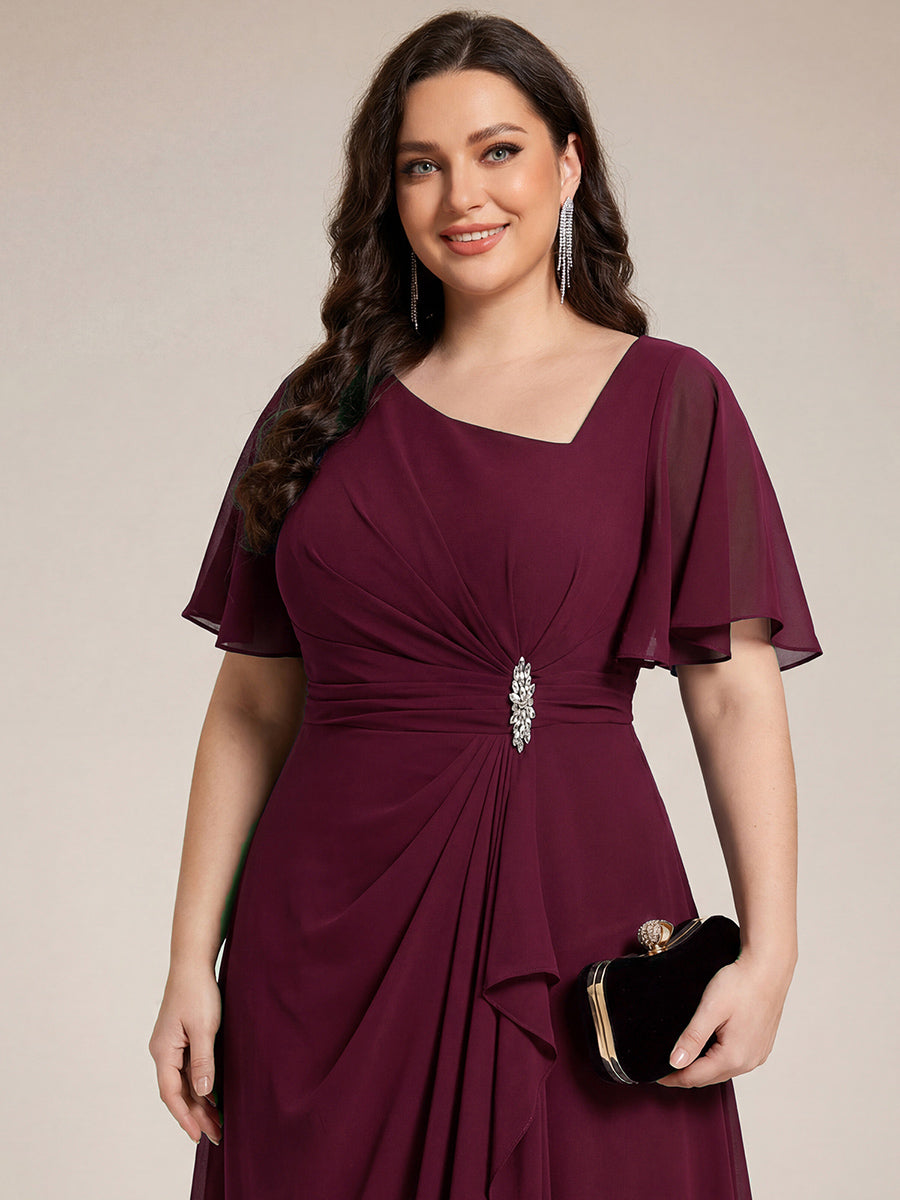 ever LILOU| Elegant Chiffon Ruffle Sleeve Formal Dress