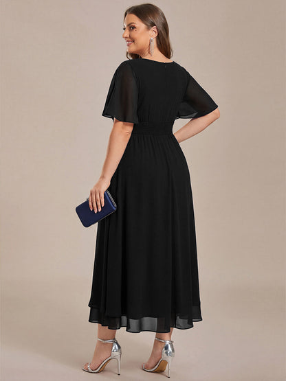 ever LILOU| Elegant Chiffon Ruffle Sleeve Formal Dress