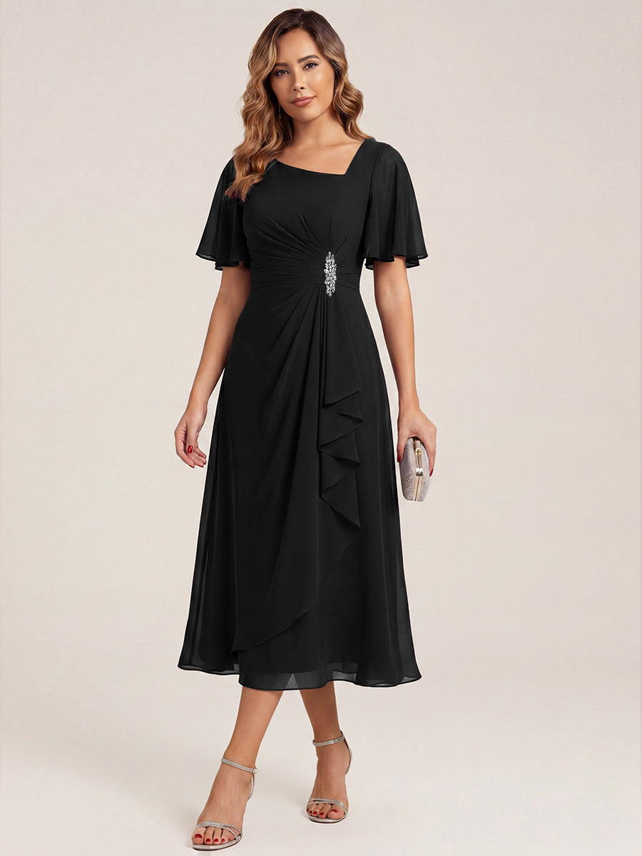 ever LILOU|Ruffle Sleeve Chiffon Midi Mother of the Bride Dress