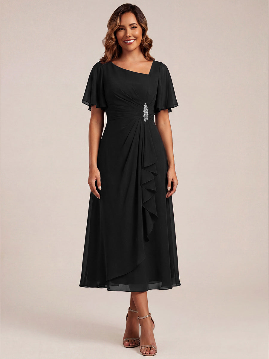 ever LILOU|Ruffle Sleeve Chiffon Midi Mother of the Bride Dress