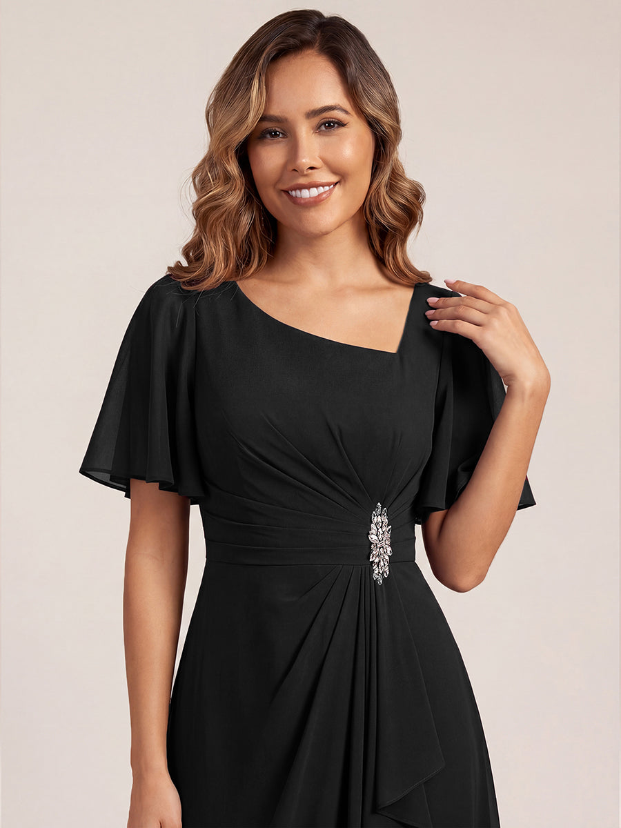 ever LILOU| Elegant Chiffon Ruffle Sleeve Formal Dress