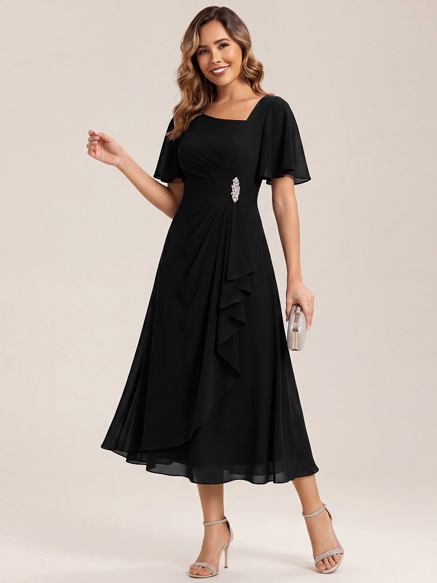ever LILOU|Ruffle Sleeve Chiffon Midi Mother of the Bride Dress