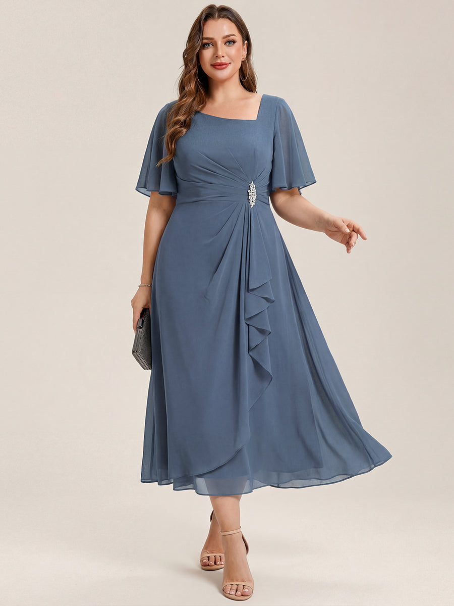 ever LILOU|Ruffle Sleeve Chiffon Midi Mother of the Bride Dress