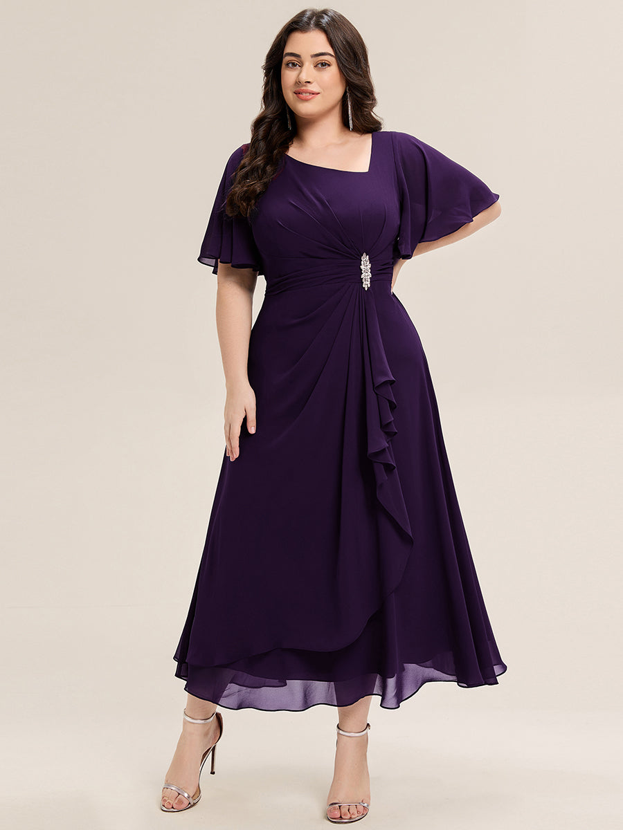 ever LILOU|Ruffle Sleeve Chiffon Midi Mother of the Bride Dress