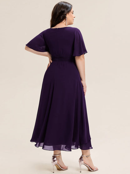 ever LILOU|Ruffle Sleeve Chiffon Midi Mother of the Bride Dress