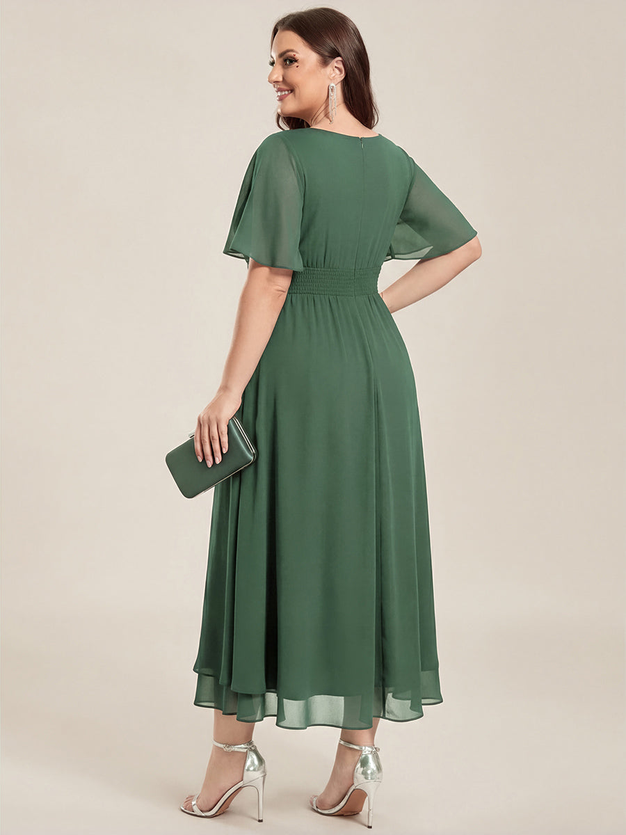 pretty LILOU| Plus Size Chiffon Ruffle Sleeve Formal Dress