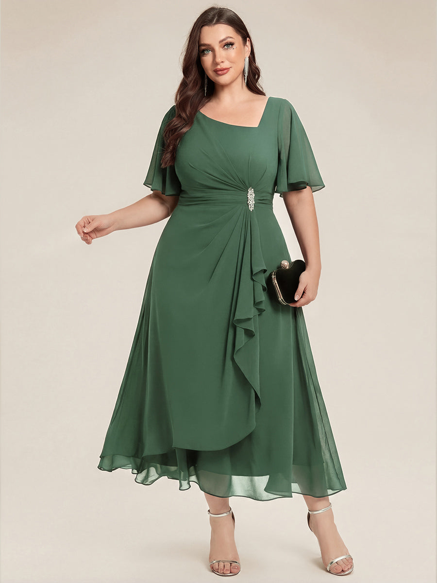 pretty LILOU| Plus Size Chiffon Ruffle Sleeve Formal Dress