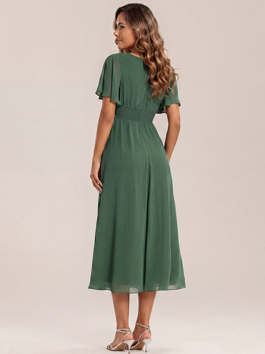 ever LILOU|Ruffle Sleeve Chiffon Midi Mother of the Bride Dress
