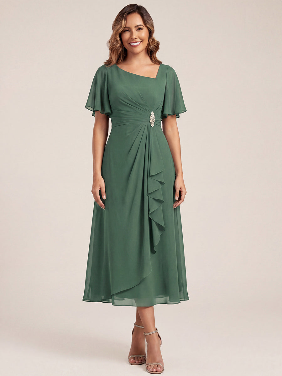 ever LILOU|Ruffle Sleeve Chiffon Midi Mother of the Bride Dress
