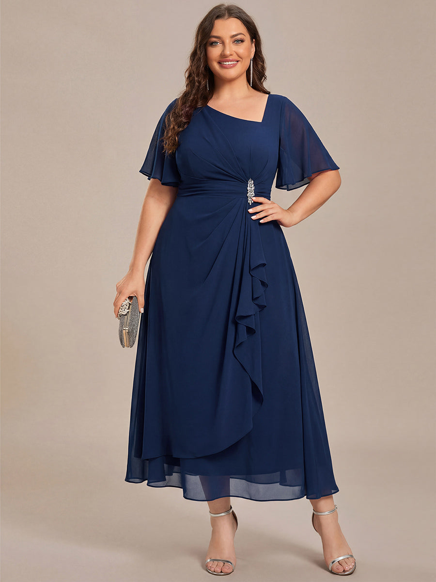 pretty LILOU| Plus Size Chiffon Ruffle Sleeve Formal Dress