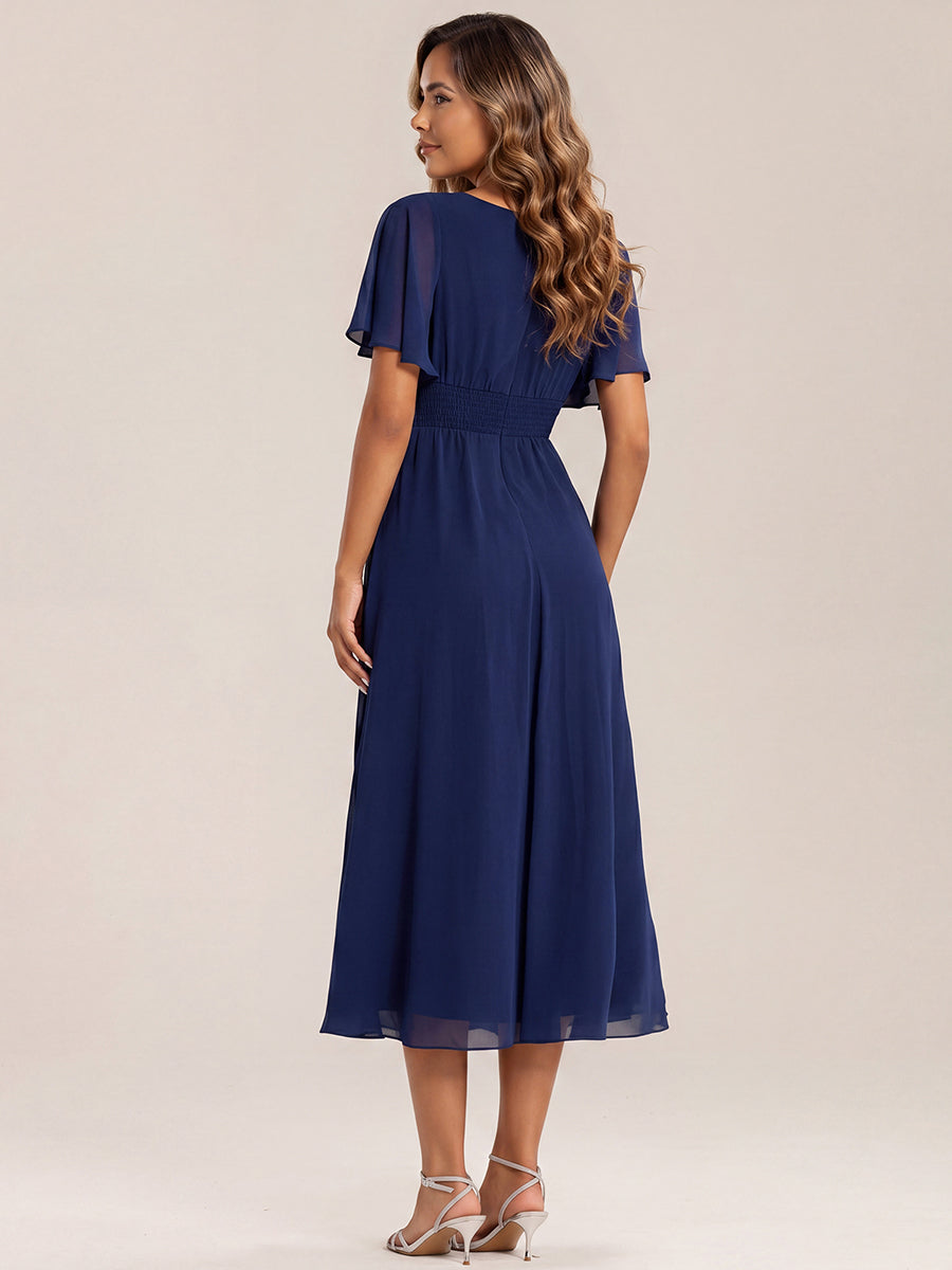 ever LILOU|Ruffle Sleeve Chiffon Midi Mother of the Bride Dress