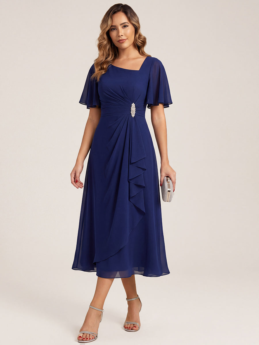 ever LILOU| Elegant Chiffon Ruffle Sleeve Formal Dress
