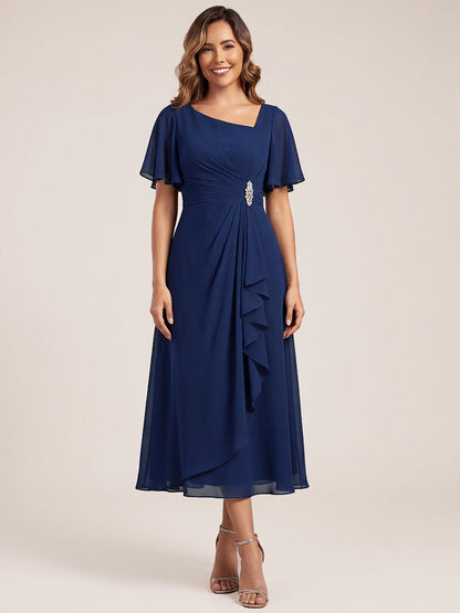 ever LILOU|Ruffle Sleeve Chiffon Midi Mother of the Bride Dress