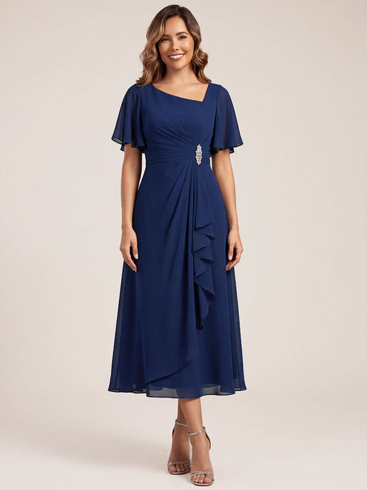 ever LILOU|Ruffle Sleeve Chiffon Midi Mother of the Bride Dress