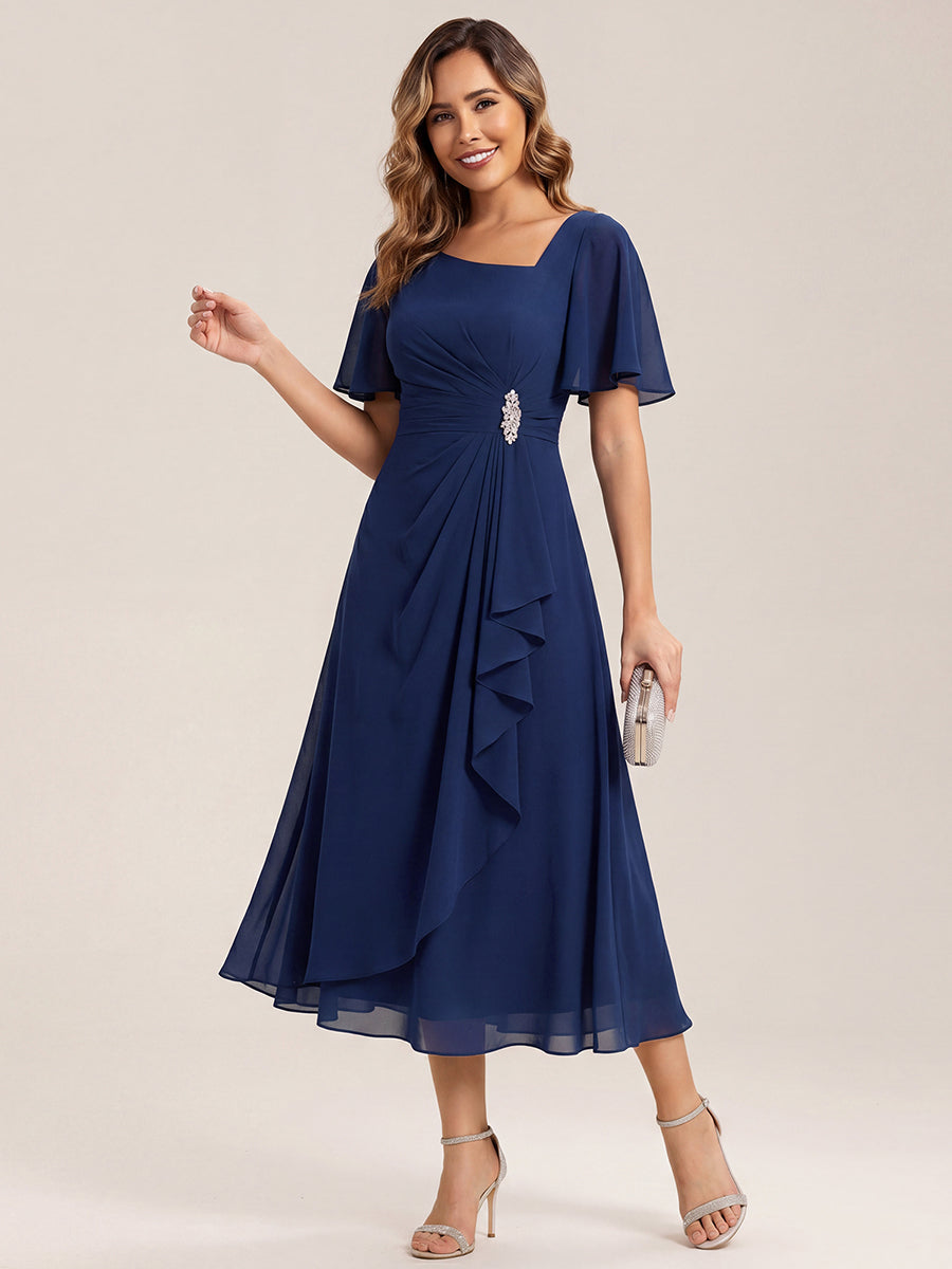 ever LILOU| Elegant Chiffon Ruffle Sleeve Formal Dress
