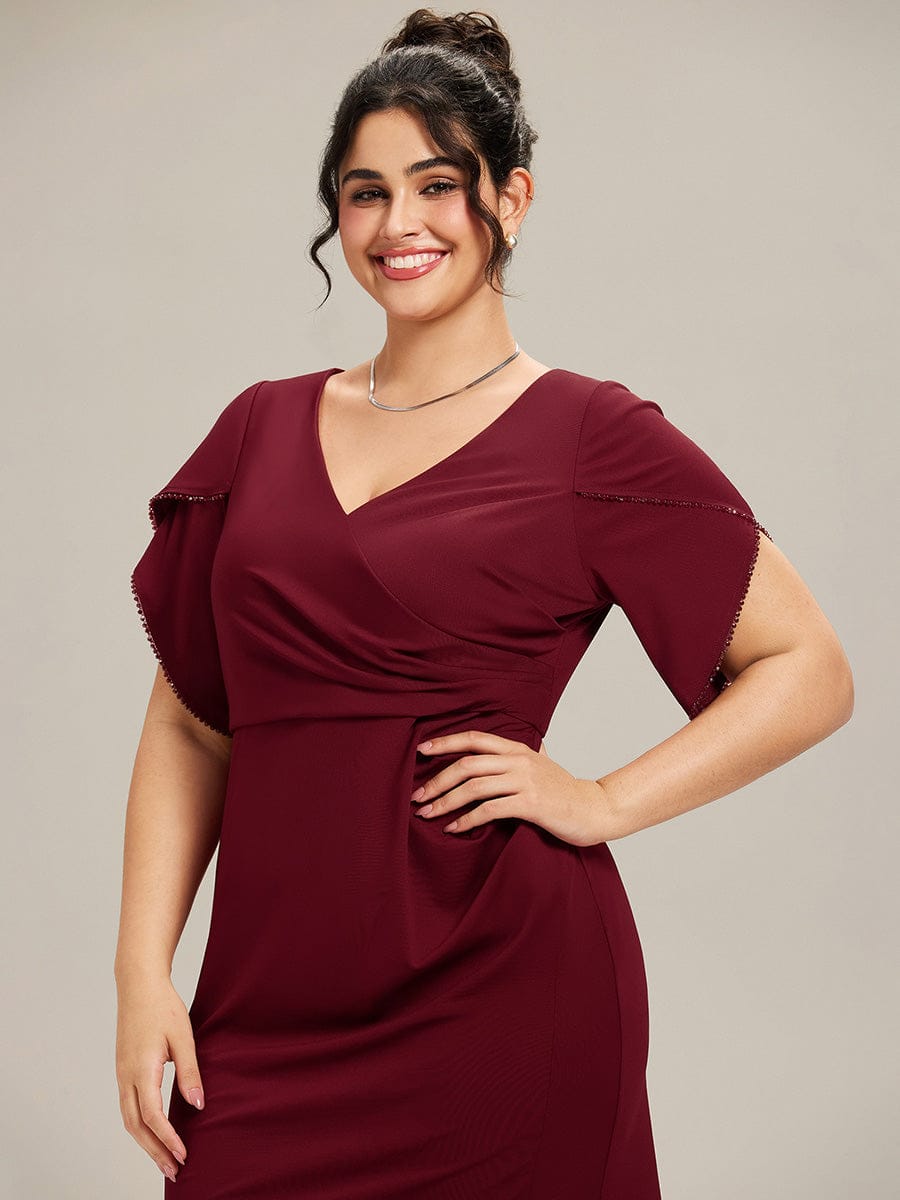 ever EZRA| Thigh-High Slit Tulip Sleeve Evening Dress