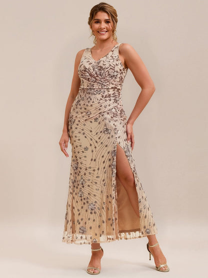 pretty JUNIPER|Plus Size Bodycon Sequin Slit Wedding Guest Dress