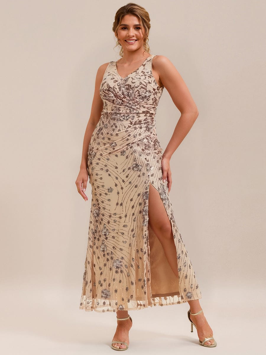 ever JUNIPER|Bodycon Sequin Slit Wedding Guest Dress