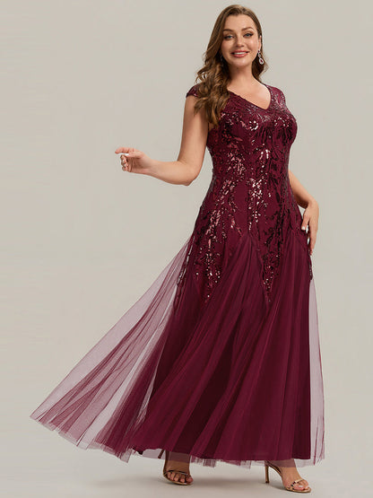 ever FREYA|Glitter Embroidered Cap Sleeve High Stretch Mother of the Bride Dress