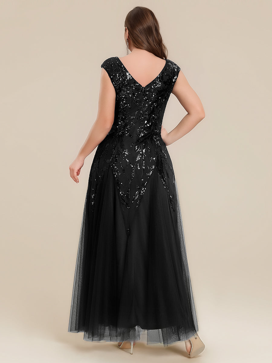 ever FREYA|Glitter Embroidered Cap Sleeve High Stretch Mother of the Bride Dress