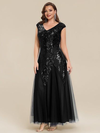 ever FREYA|Glitter Embroidered Cap Sleeve High Stretch Mother of the Bride Dress