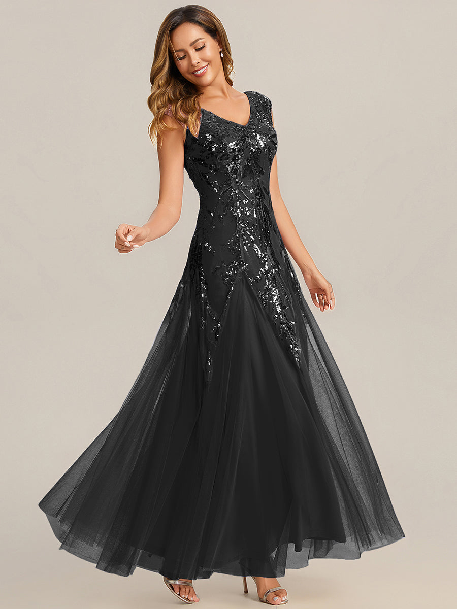 ever FREYA|Embroidered Sequin Cap Sleeve High Stretch Evening Dress