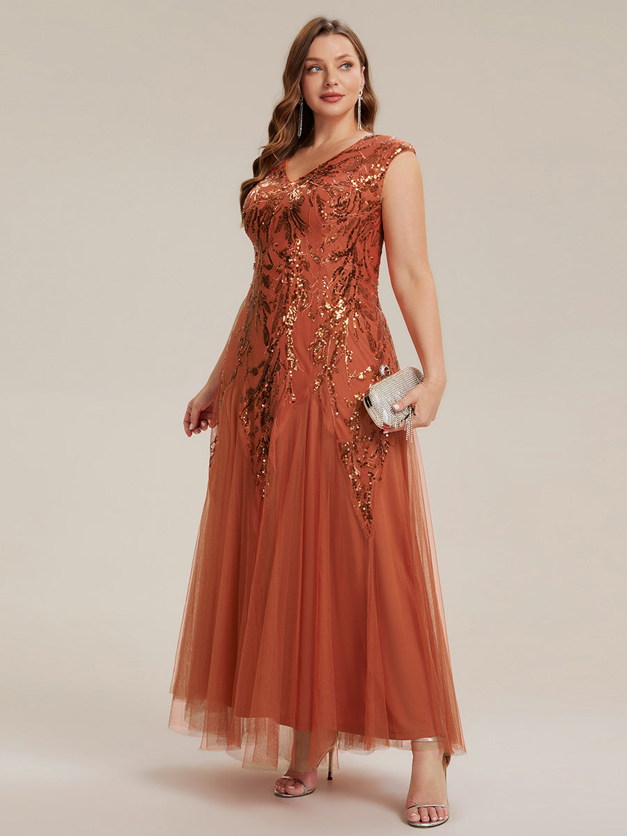 ever FREYA|Embroidered Sequin Cap Sleeve High Stretch Evening Dress