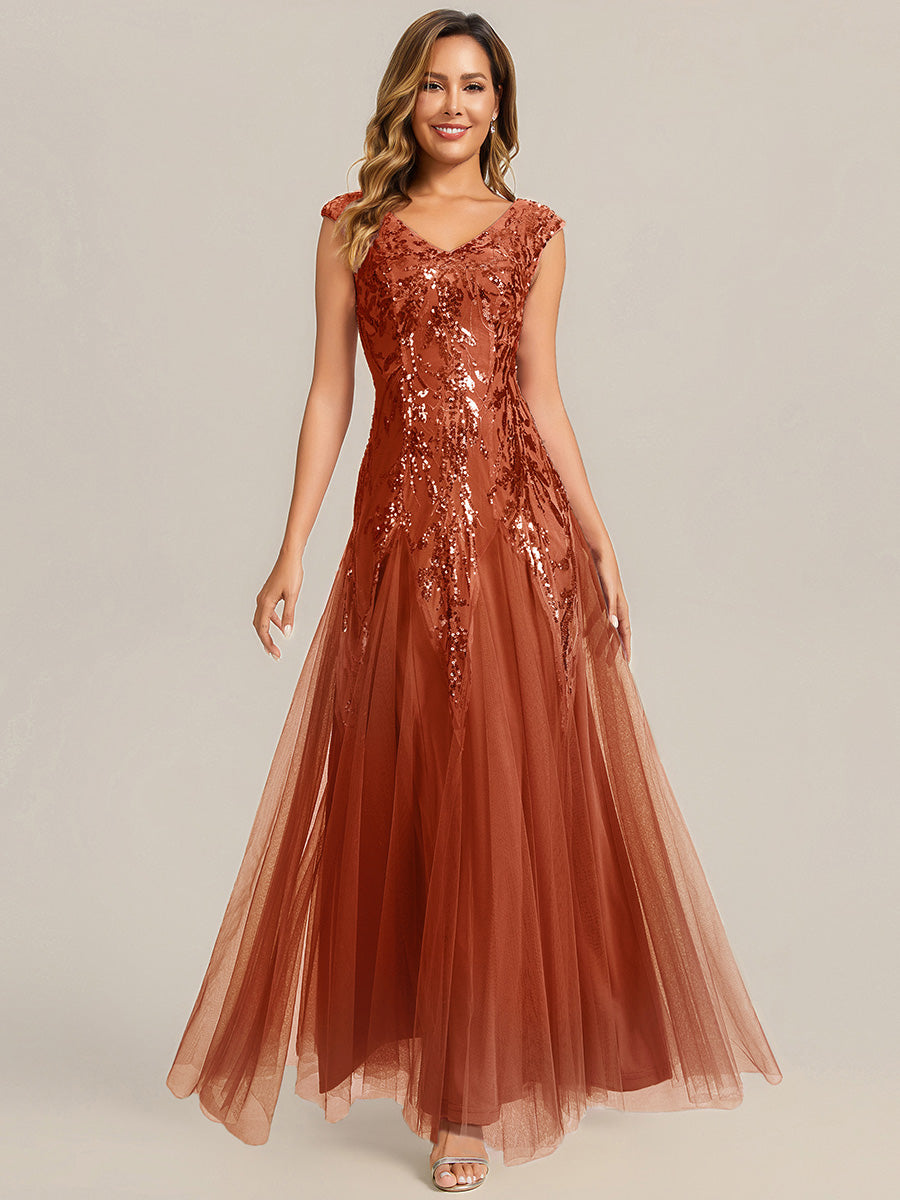 ever FREYA|Glitter Embroidered Cap Sleeve High Stretch Mother of the Bride Dress