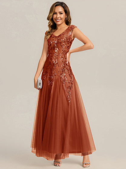 ever FREYA|Glitter Embroidered Cap Sleeve High Stretch Mother of the Bride Dress