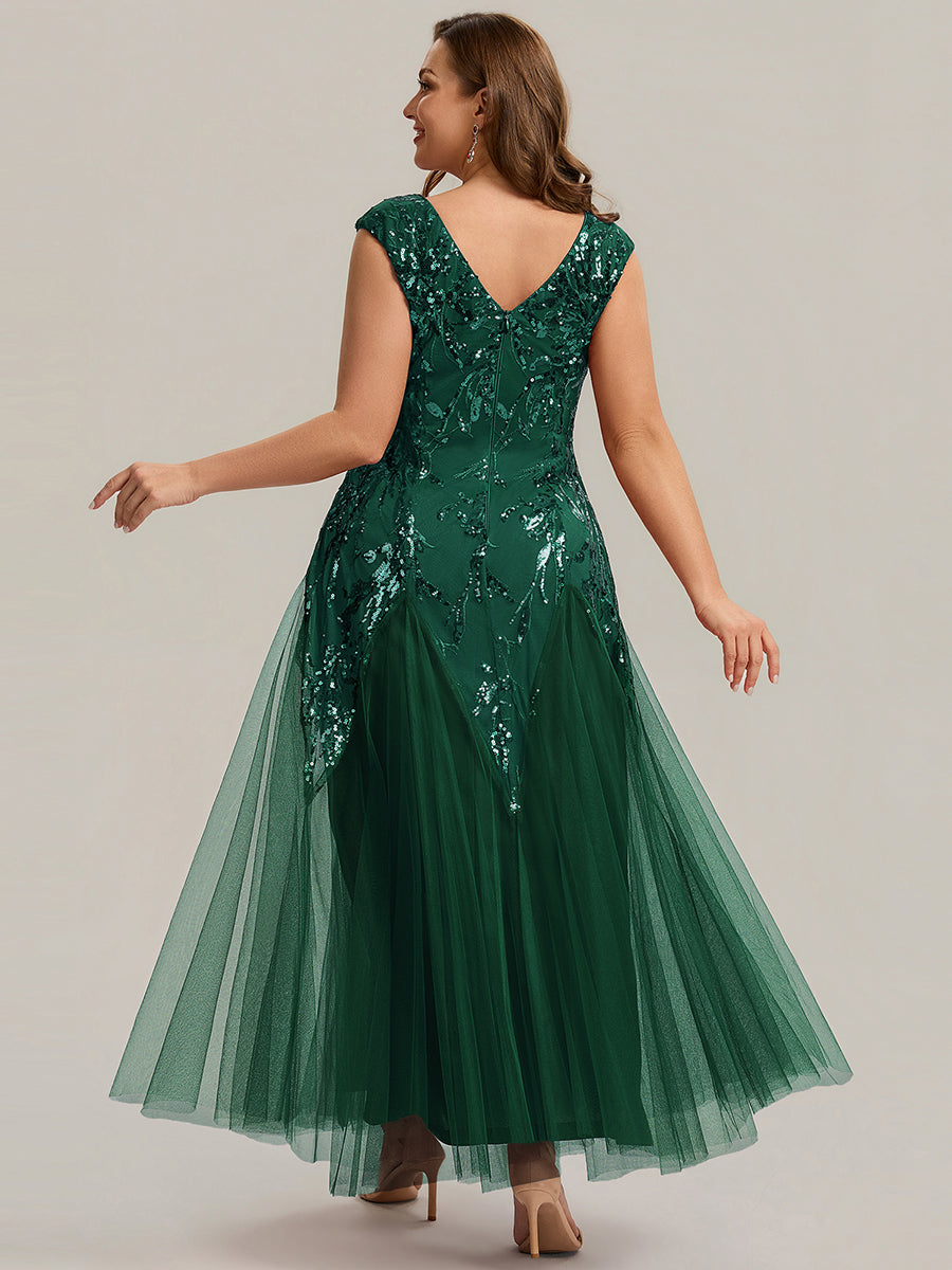 ever FREYA|Glitter Embroidered Cap Sleeve High Stretch Mother of the Bride Dress