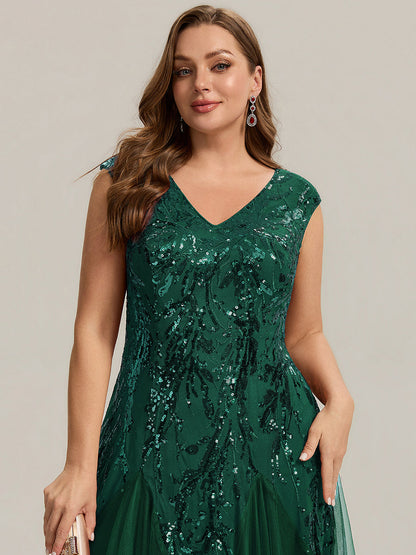 ever FREYA|Embroidered Sequin Cap Sleeve High Stretch Evening Dress